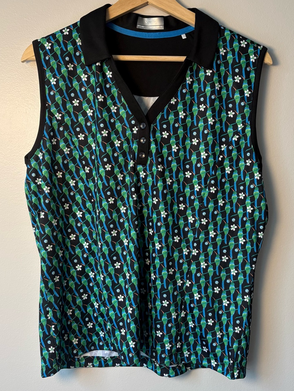 Callaway Women’s Hummingbird Print Sleeveless Golf Polo Shirt - Size XL